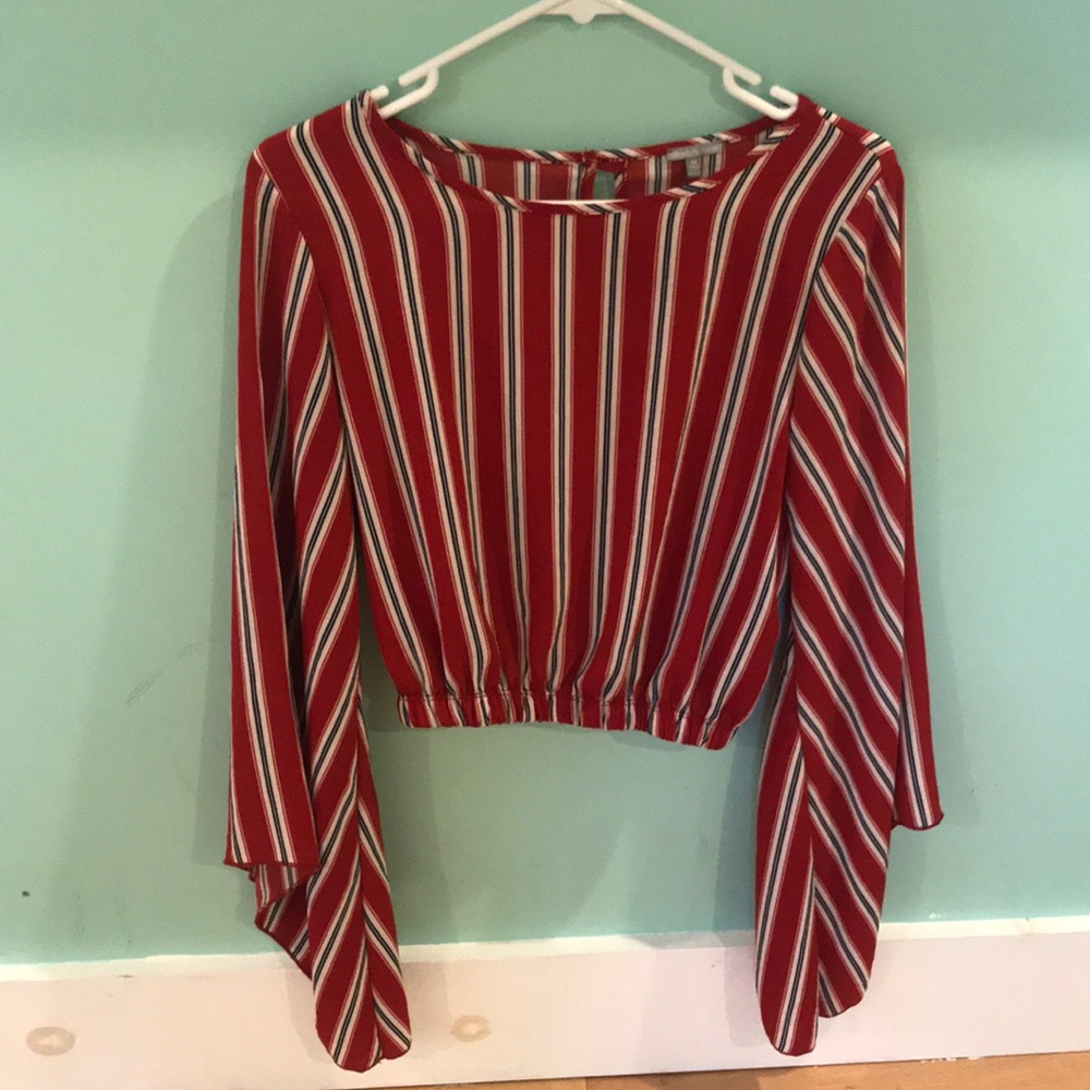 Red white and blue blouse